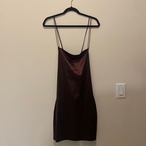 H&M brown slip mini dress